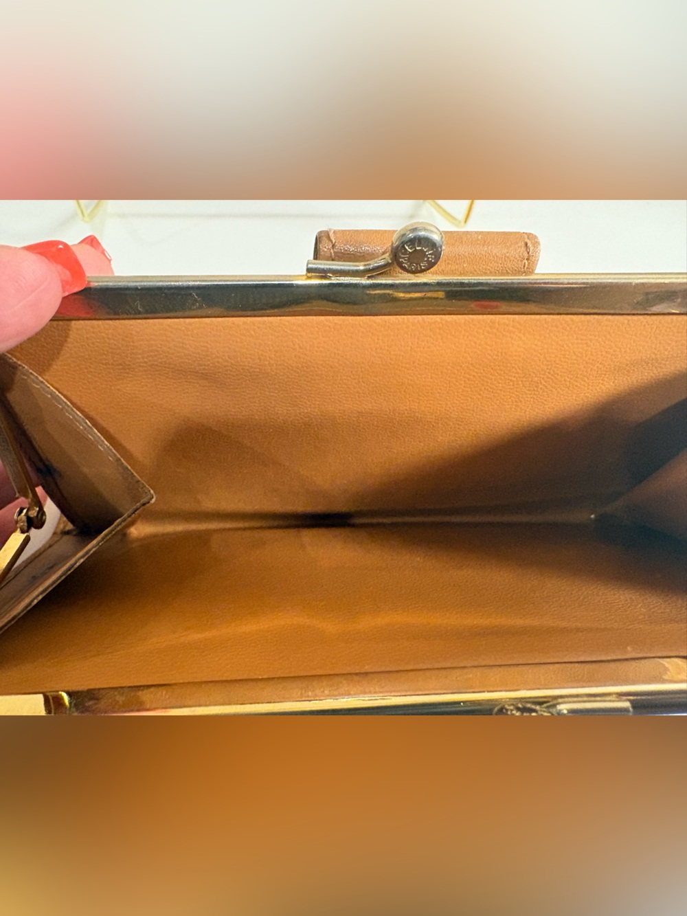 Vintage Celine MacadamMonogram Long Wallet Clutch Tan Leather TriompheMade Italy - Picture 8 of 14